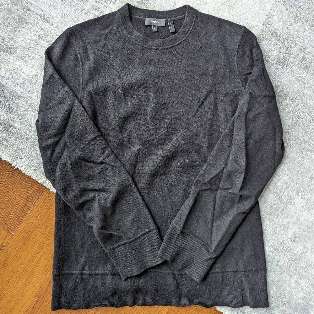 Theory Mens Cashmere Crew Sweater Black